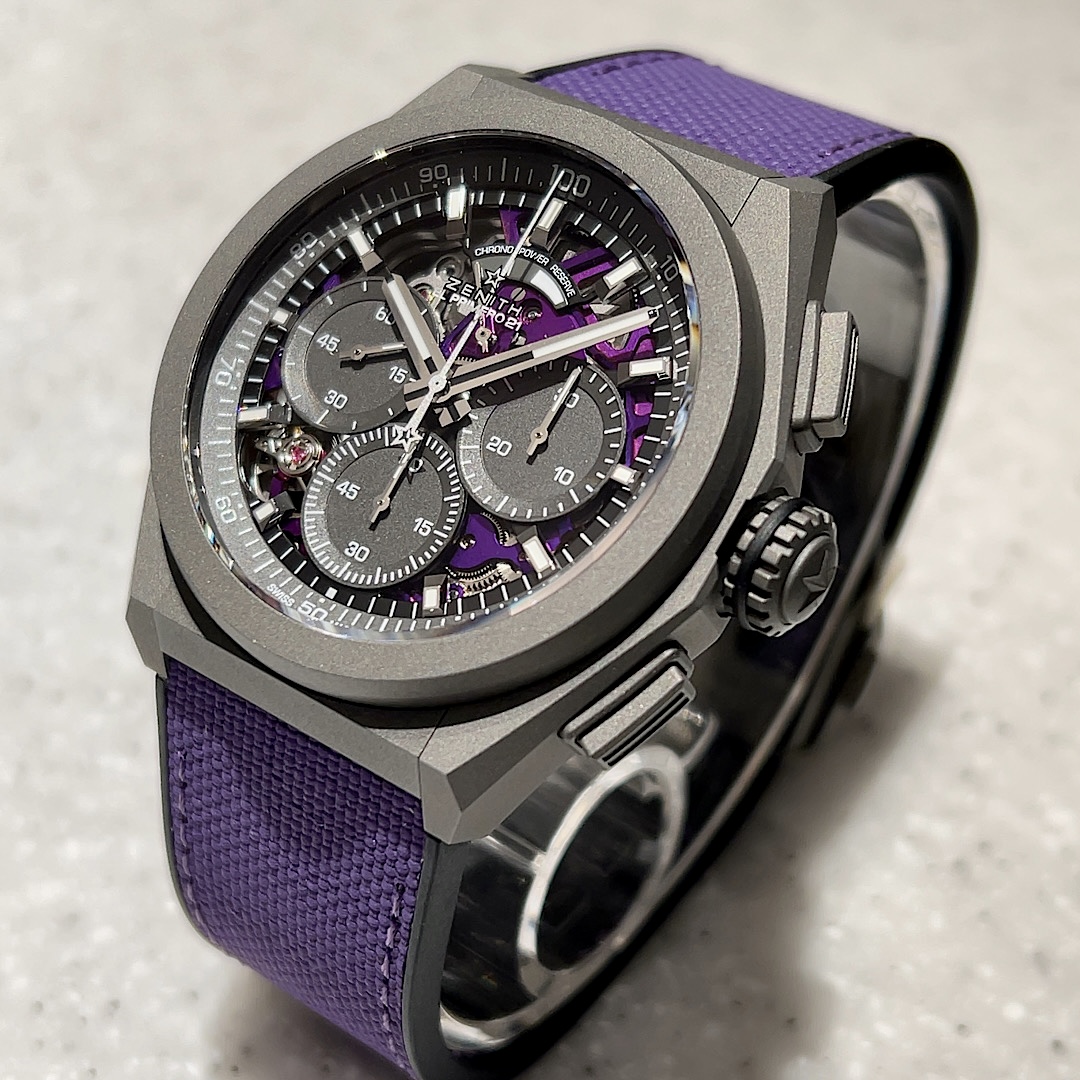 高貴な色合いとして日本でも愛され、親しまれてきた紫色の時計はお好きですか！？【デファイ エル・プリメロ２１ ウルトラ ヴァイオレット】ゼニスブティック大阪 - DEFY ｜IMG_3922 