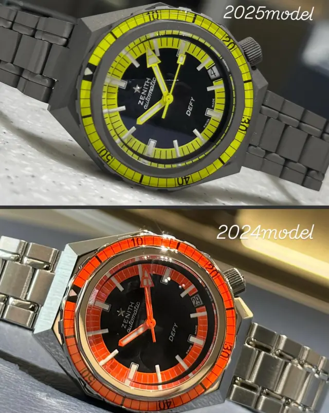 【デファイ リバイバル】
1969年に発売された初のデファイ ダイバーズウォッチを忠実に復刻した「デファイ リバイバル A3648」とそのモデルを基にモダンに再解釈した新作「デファイ リバイバル」。
ファセットカットを施した37mmのケース、逆回転防止ベゼル、そして驚異的な600m防水の性能まで、当時のモデルを再現しています。
同じモデルでありながら、まったく印象の異なる2つのモデル…。皆様はどちらがお好きでしょうか？
ぜひゼニスブティック大阪で、お手に取って見比べてみてくださいね✨
【投稿:金本】
・
商品のお問い合わせは下記記載の連絡先か、電話、メール、DMにて承ります。また、ゼニスブティックでは通販対応もさせて頂いております。是非お気軽にお問い合わせ下さいませ。

【電話番号：06-6245-1865】
【メールアドレス：zbo@jw-oomiya.co.jp】
・
ゼニスブティック大阪公式ブログでもご紹介中！プロフィールからご覧ください。@zenithboutique_osaka👈
・
#ゼニス #zenith #elprimero #elprimeroday #zenithwatches #zenithboutiqueosaka